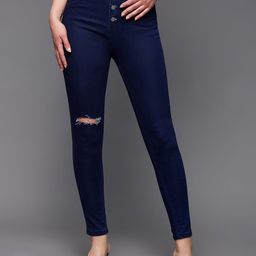 Miss Chase Women Navy Blue High-Rise Skinny Fit Stretchable Jeans-image-42