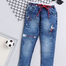 BAESD Boys Comfort Mildly Distressed Heavy Fade Embroidered Stretchable Jeans-image-66