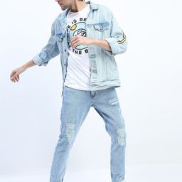 HIGHLANDER Men Blue Tapered Fit Highly Distressed Heavy Fade Stretchable Jeans-image-61