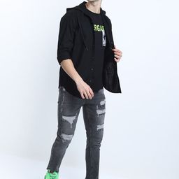 HIGHLANDER Men Grey Tapered Fit Mildly Distressed Light Fade Stretchable Jeans-image-56