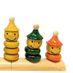 Wooden RolyPoly Toy-Stacking Color Matching Toy Set of 2 with 15 Rings for Kids-13