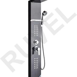RUVEL Shower Panel - Reyn With 5 Water Functions Top Rainfall Water Outlet, Waterfall Outlet, (black Glossy)-14
