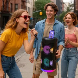 NEUTON J2 with Wired Mic and Remote 40 W Bluetooth with RGB LIGHT 40 W Bluetooth Tower Speaker image 4