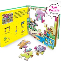 hello friend My First Animal Puzzle Board Book, interactive age 3 to 6, First word, Story Book, 6 Puzzles image 4