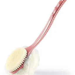 2-in-1 Bath Sponge Dourable Side Back Scrubber Brush Loofah With Handle L-66-picture-8