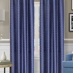 ROMEE Set Of 2 Blue Geometric Room Darkening Long Door Curtain-20