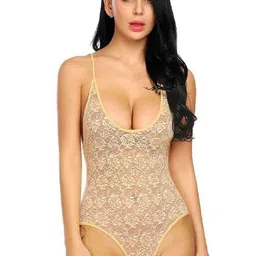 Aamarsh Lace Self-Design Bodysuit-image-91