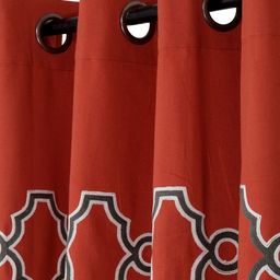 BLANC9 Red & White Set of 2 Geometric Long Door Curtain image 2