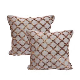 ROMEE Grey & Brown Set of 2 Geometric Square Cushion Covers image 4