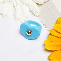 BEWITCHED Women Blue Heart Signet Finger Ring-image-78