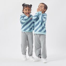 domyos Kids' Basic Sweatshirt - Blue/Turquoise Stripes-picture-29