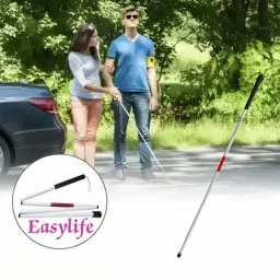 complete care Folding Blind Cane For Blind People With A Reflective Red Reflector Walking Stick image 5
