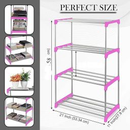 saklak 4 layer bookshelf for home office bookcase pink rack Plastic Open Book Shelf image 2