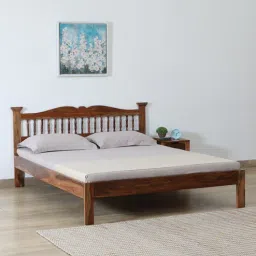 mudramark from pepperfry Uttara Sheesham Wood Queen Size Bed In Scratch Resistant Rustic Teak Finish-picture-8