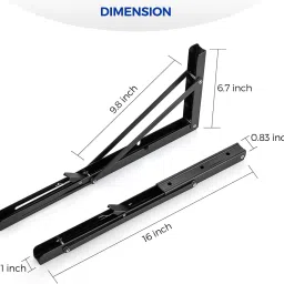 granthi enterprise Folding Shelf Brackets,Heavy Duty Metal Collapsible Shelf Bracket for Table,Desk 40.82CM Shelf Bracket image 3