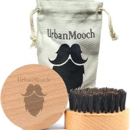 100% Natural Bristle with Beechwood Handle Round Beard Brush & Mustache Brush-image-30