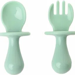 Baby Self Feeding Spoon & Fork Set , Anti- Chocking spoon Set with Storage Box- silicone-26