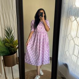 Women Fit and Flare Purple Below Knee Dress-image-50