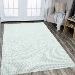 mric White Solid Wool 5 ft x 7 ft Hand Woven Carpet-picture-12