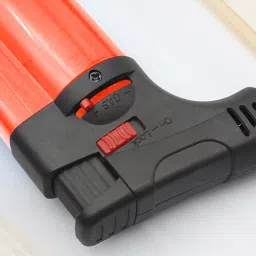 trustship Windproof Turbo Jet Flame Cigarette Lighter with Stand, Flame Lock Button and Flame Adjustable Button | Red In Color, Refillable Butane Gas Pocket Lighter image 2