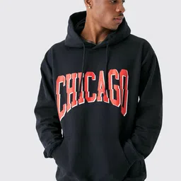 boohooMAN Typography Printed Hooded Oversized Varsity Sweatshirt With Kangaroo Pocket-picture-49