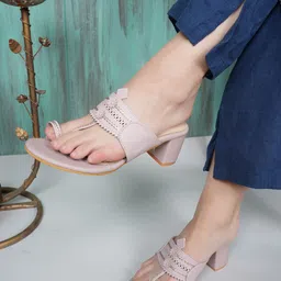 Mast & Harbour Textured Party Block Sandals with Laser Cuts image 1
