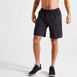 Men Sports Gym Shorts Polyester With Zip Pockets Black-image-48