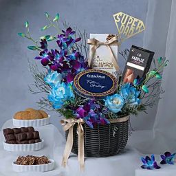 Floral Basket N Gourmet Treats Gift-picture-10