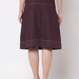 OFFICE & YOU A-Line Knee-Length Contrast Top Stitch Skirts-image-99