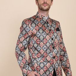TAHVO Men Bandhgala Printed Blazer-image-32