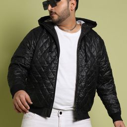 Instafab Plus Plus Size Hooded Quilted Jacket-21