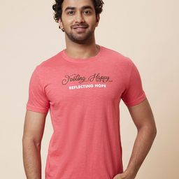 Globus Pink Typography Printed Pure Cotton Casual T-Shirt-image-76