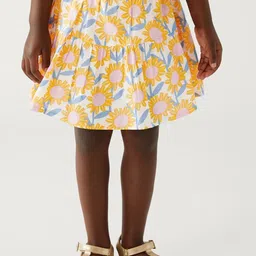 Marks & Spencer Girls Floral Printed Pure Cotton Flared Mini Skirt-image-35