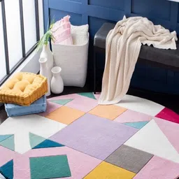 Safiya Carpet Purple Geometric Hand-Tufted Woollen Carpets-picture-20