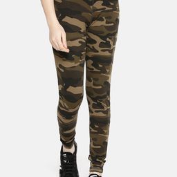 GOLDSTROMS Women Green & Black Camouflage Printed Fitted Tights-picture-24