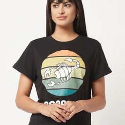 HOUSE OF S Women Zodiac Sign Printed Cotton T-shirt-image-82