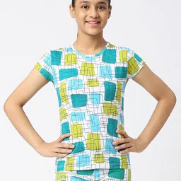 SINI MINI Girls Geometric Printed Round Neck Cotton T-shirt-image-84