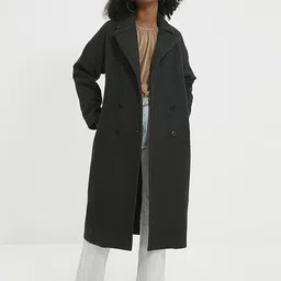 Trendyol Women Charcoal Grey Solid Trench Coat-picture-29