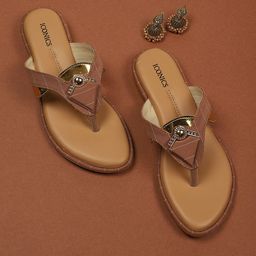 ICONICS Women Pink Embellished Open Toe Flats-picture-13