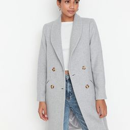 Trendyol Women Grey Solid Trench Coat-image-51