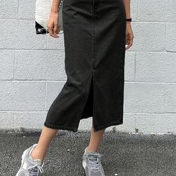 dolsia Denim A-Line Midi Skirts-image-24