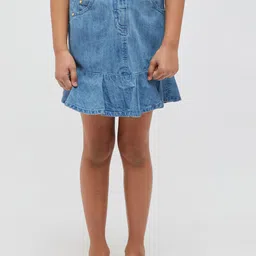 One Friday Girls Mid-Rise Pure Cotton Flared Mini Denim Skirt-picture-21