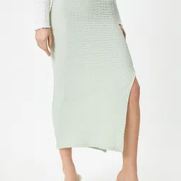 Koton Self Design Ribbed Midi Pencil Skirt-image-1