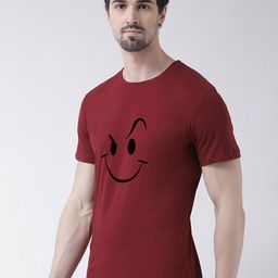 Friskers Men Maroon Smily Printed T-shirt-image-7