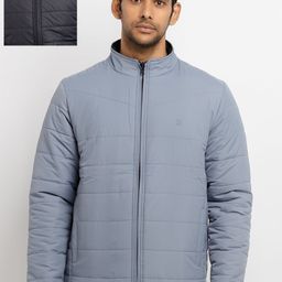 Status Quo Men Blue Reversible High Neck Padded Jacket-image-56