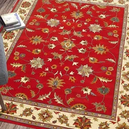 Safiya Carpet Red & Yellow Floral Woollen Carpets-41