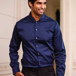 Tasva Men Slim Fit Solid Cotton Satin Formal Shirt-image-27