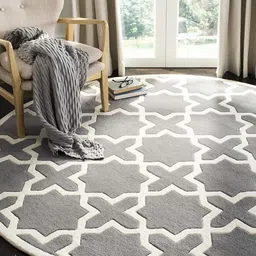 Safiya Carpet Grey & White Geometric Hand Tufted Woollen Carpets-image-76