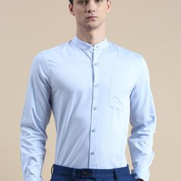 INVICTUS Comfort Slim Fit Self Design Mandarin Collar Cotton Formal Shirt-image-13