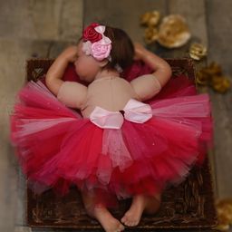 TINY MINY ME Infant Girls Embellished Soft Netted Tutu Skirt With Headband-50